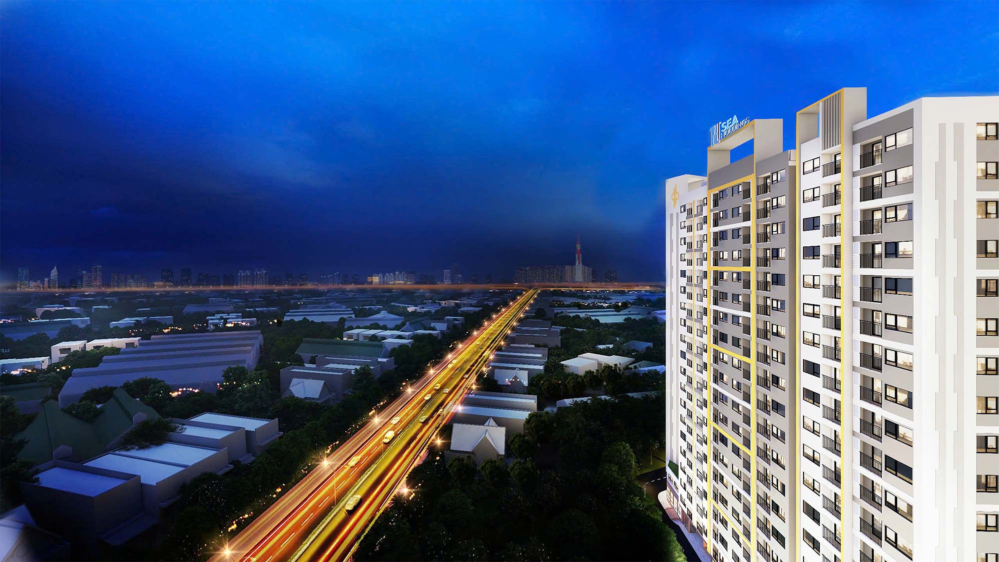 Destino Centro - Dấu Ấn Khu Đô Thị Vệ Tinh Phía Tây TP.HCM 2 Phoi canh du an Destino Centro ban dem tang cao